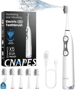 Electric Toothbrush with Water Flosser, 3-in-1 Sonic Brush & Oral Irrigator Combo for Adults, Cordless Brush & Floss System with 5 Brush Heads, 3 Modes, 30-Day Battery, for Braces & Sensitive Gums