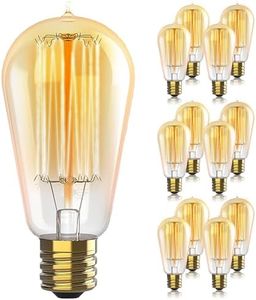 Hudson Bulb Co. Vintage Incandescent Edison Light Bulbs, 60W, E26/E27 Base, 2100K Dimmable Decorative Lights, ST58 Style Warm Glow, Antique Squirrel Filament for Indoor and Outdoor Use - 12 Pack