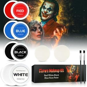Kit per il trucco del clown joker di Halloween: trucco nero bianco rosso blu pittura per il corpo del viso - set professionale di pittura per il viso per feste a tema carnevale di Halloween pagliacci