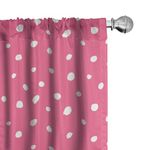 Ambesonne Pink Polka Dots Window Curtains, Monochrome Layout Pattern of Grunge Drawn Simple Rounds Illustration, Lightweight Decor 2-Panel Set with Rod Pocket, Pair of - 28" x 63", Pink White