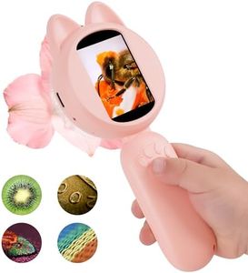 TINYLENS Mia Kids Microscope, Mini Digital Microscope for Kids with 2'' IPS Screen, Handheld Mini Scope Educational Science Toy Kit, Christmas/Birthday Gifts for Kids Aged 3-12 (Pink)