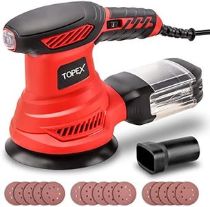 TOPEX 300W Random Orbital Sander Tool Set Electric Mini Electric Sander Kit with Dust Collector & 15pcs Sandpaper Polisher Grinding Sanding Tools for Sanding, Finishing, Polishing Wood/Metal