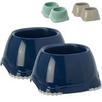 DOG CENTRE 2x 0.6L Dark Blue Spaniel Dog Puppy Bowls Non Slip Pet Food Water Dishes Set