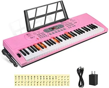 Hricane Keyboard Piano Lighted Keys for Beginner Adults Teens Kids, 61 Key Electronic Music Keyboard with Teaching Modes Powered by USB or Battery with LCD Display Microphone Headphone Jack