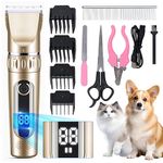 ALLUCK Dog Grooming Clippers Kit, Low Noise Rechargeable Pet Grooming Kit, Professional Cordless Dog Trimmer Shaver, Electric Pet hair Clippers for Cats Dogs Long Hair Pet