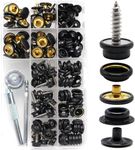 173 pcs Snaps Fastener-2 Types,Marine Grade 3/8" Socket Stainless Steel Canvas Snap Kit,Heavy Duty Metal Snaps Button with Setting Tool for Boat Carpet Cover Leather (Black-50 Sets)