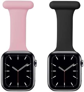 TheaPro Fob for Apple Watch Clip-On Strap Band 38/40/41/42/44/45mm, suitable for nurses, midwives, doctors, health care personnel, hikers, soft silicone for iWatch Series 8/7/SE/6/5/4/3/2/1 (Pink+Black)