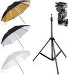 Neewer® Flash Mount Three Umbrellas Kit 33"/84cm White Soft/Silver Reflective/Gold Reflective Umbrella for Canon 430EX II,580EX II,Nikon SB600 SB800,Yongnuo YN 560,YN 565,Neewer TT560,TT680