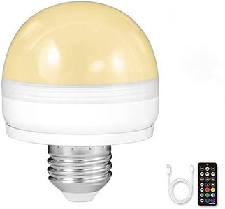 BLUEYE Battery Operated Light Bulb,E26 Detachable Charging(E12 available),Non-Hardwired,40W Equivalent,300LM,Remote Control,Timer,Dimmer,LED Emergency Puck Lamp,No wiring(Warm+Nature+Cold White+Amber)