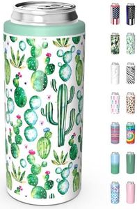 TILUCK Skinny Can Cooler for Slim Beer & Hard Seltzer, Stainless Steel, Doucle-Walled Stainless Steel Insulated Slim Cans, Standard 12 oz (Cactus)