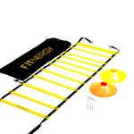 F1TNERGY Agility Ladder - Essential Football Accessories for Enhanced Footwork - Premium Soccer Training Equipment for All Skill Levels, 2 Rung Adjustable with Carrying Bag 10 Speed Cones