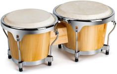 Lyumengg Bongo Drums 6”and 7” for For Adults Beginners, Bongos Drum Set Raw Goatskin Natural Finish with Tuning Wrench, Gifts for Musician, Sliver