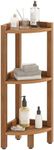 DWVO Corner Shelf 3 Tiers Corner Stool, Poly Lumber Bathroom Shelf Organizer,Floor Standing Bookshelf, HIPS Water Resistant Corner Shelf Stand for Bathroom（Brown）