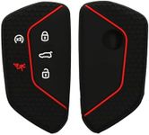 kwmobile Car Key Cover Compatible with VW Golf 8 5-Button Seat Leon MK4 Tarraco Atec Key Cover - Silicone Protective Car Key Fob Case - Black/Red