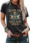 Vintage Rock Music T-Shirt Women Retro Graphic Concert Tees Tops Funny Letter Print Short Sleeve Band Shirt (S, Gray)