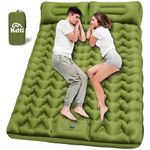Double Inflatable Sleeping Pad for 2 Person - Ultralight Air Mattress with Built-in Foot Pump, Durable Waterproof Camping Pad for Couples, Backpacking, Hiking (Green)