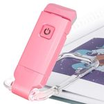 LIXOY Plastic Portable Usb Rechargeable Led Clip On Book Lights For Reading In Bed,Brightness Adjustable Dimmable Bookmark Light For Eye-Protection,Small Reading Light,Perfect For Night Reading(Pink)