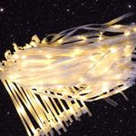 100 Wedding Send Off Light Up Wands with Sunny Yellow LED Ribbons, Bells & Streamers - Safe Photo Sparkler Alternative for Grand Exit, Favors, Kids Dance, Quinceañera
