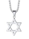 Richsteel Star of David Necklace for Men Women Stainless Steel Hexagram Pendant with 22 Inches Chain Jewish Religious Symbol Jewelry