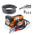 SuperHandy Diesel Transfer Pump Kit 10GPM/40LPM Heavy Duty Portable Electric DC 12V Alligator Clamps Includes: Aluminum Manual Nozzle, Delivery & Suction Hose w/Filter (NOT for Gasoline)