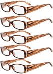 Eyekepper 5 Pairs Reading Glasses for Women Reading +3.75 Striped Frame Reading Eyeglasses