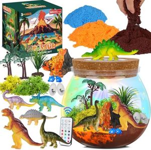 RONSTONE Dinosaur Toys for Boys - Dinosaur Terrarium Kit for Kids - Christmas Birthday Gifts for Boys Ages 4 5 6 7 8 Year Old - Light Up DIY Dinosaur Arts and Crafts for Boys and Kids