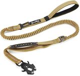 Raipult Heavy Duty Tactical Bungee Dog Leash, 4-6FT No Pull Dog Leash with Quick Release Carabiner, Reflective Shock Absorbing Leashes with Car Seatbelt for Medium Large Dogs,Khaki