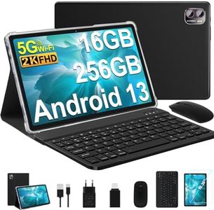 MEBERRY Tablet Android 13 Tablet con Pantalla 2K 16GB RAM + 256GB ROM + TF 1TB Octa-Core 2.0 GHz / 2000 x 1200 Pixels / 8600 mAh / 5MP + 13MP / 5G WiFi, Tablet con Ratón Teclado Negro