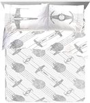 Jay Franco Star Wars Falcon Schematics Queen Size Sheet Set - 4 Piece Set Super Soft & Cozy Kid~'s Bedding - Fade Resistant Microfiber Sheets (Official Star Wars Product), White