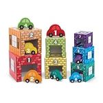 Melissa & Doug Nesting and Sorting Garages and Cars With 7 Graduated Garages and 7 Stackable Wooden Cars | Numbers Learning Toys, Car Garage Toy, Sorting And Stacking Toys For Toddlers Ages 2+