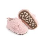 Miamooi Baby Infant Girls Boys Fleece Slippers Newborn Warm Cozy Cotton Booties Anti-Slip Soft Sole Toddler First Walker House Crib Shoes 3-6 Months