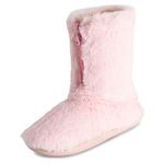 Polar Womens Memory Foam Zipper Faux Fur Covered Rubber Sole Indoor Outdoor Cosy Luxury Boot Slippers - Pink - UK4/EU37 - YC0722