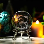 ZEERSHEE 60mm Dolphin Crystal Ball with Stand 3D Glass Laser Dolphins Decorative Ball Glass Dolphin Figurines Paperweight Christmas Dolphin Gifts for Women