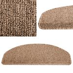 casa pura Stair Carpet Pads - Stair Treads | Adhesive Pads for Home & Office | Polypropylene Stair Mats | London | 15 Piece Set - Semi-Circular (65 x 25 cm) - Beige