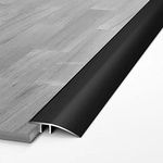 Aluminum Floor Transition Threshold Strip 36 inch by 1 3/4 inch, Matte Black Doorway Edge Trim for Tile Laminate Vinyl Flooring, Kitchen Bedroom Bathroom Doors Reducer Gap Cover, 43mm Wide