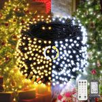 LYHOPE Christmas Lights, 98.4ft 300 LED Christmas Fairy Lights, Warm & White Color Changing String Lights, with Remote 11 Modes 30V Xmas Tree Twinkle Lights for Patio Yard Party Indoor Outdoor Decor