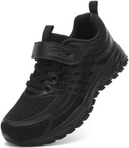 UBFEN Kids Sneakers Boys Girls Tennis Shoes for Running Athletic Walking Gym Sports Lightweight Breathable A All Black 10 Toddler