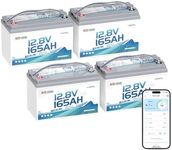Redodo 4 Pack Smart Bluetooth 12V 165Ah Dual Purpose Marine Battery, 1200CCA Group 31 Starting Battery, 2112Wh Deep Cycle Batteries with Self Heating, IP67 Waterproof