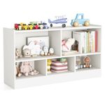 KOTEK Kids Bookshelf, 5 Cubby Toy Storage Organizer, Wooden 3-Tier Bookcase Storage Cabinet, Open Display Book Shelf for Daycare, Nursery, Playroom, School, Living Room & Bedroom (White, 5 Cubes)