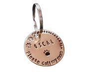 Streetsoul Pet ID Personalized Copper Hand Stamped Tag for Pet Dog, Cat ID Customized Dog Tag (Round Style)