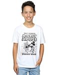 Disney Boys Mickey Mouse Steamboat Willie T-Shirt White 12-13 Years