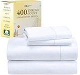 California Design Den 400 Thread Count 100% Cotton Sheets, Cooling Sheets King Size Sheet Set, 4 Pc Luxury Sheets & Pillowcases, Breathable Bedding for King Bed Sheets, Deep Pockets (White)