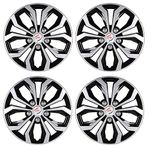 Auto Pearl - R16 inch | Set of 4 Pcs | Press Type Hubcap Wheel Cover Replacements for OEM Steel Wheels Polypropylene with Retention Ring | Compatible with Magnite| Color: Silver Black