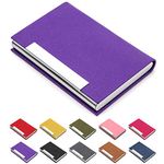 Business Card Holder, Business Card Case Luxury PU Leather & Stainless Steel Multi Card Case,Business Card Holder Wallet Credit Card ID Case/Holder for Men & Women.… (Purple)