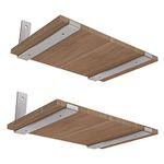 DOKU 4Pack Heavy Duty Shelf Bracket, Stainless Steel L Bracket for Shelves, Shelf Bracket 12 inch Wall Mounted Support, 11.25"x 6" x 1.5" Floating Shelves Brackets for Wood Table Bench, Brushed Nickel