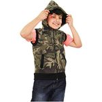 A2Z 4 Kids Hooded Gilet Jacket Fabric - Gilet Camo Green 7-8