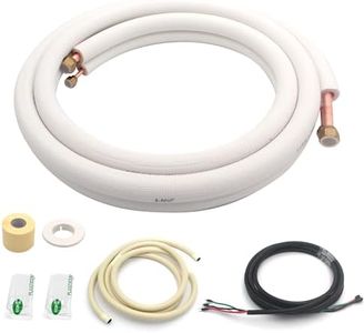 TAUROX 16FT Mini Split Line Set 1/4" & 1/2" O.D Copper Pipes Tubing and 3/8" White Thickened PE Insulation Coil, for Mini Split Air Conditioning or Heating Pump Equipment and HVAC with Flared Nuts.