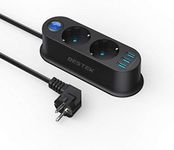 BESTEK Power Strip with 2 Sockets with 3 USB Ports, Mini Socket, 2500W, Suitable for Home, Campus Dormitories, Offices, Travel and Other Scenarios