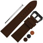 DBLACK ''ALBAF'' Premium Leather Watch Strap, Thick Strap for Heavy Watches, Matte Finish, Watch Straps // For 20mm, 22mm, 24mm, or 26mm Watch Band (Choose Your Size & Color) (Brown, 24mm)