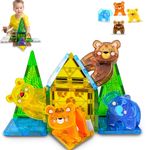 Wembley Magnetic Building Tiles Jungle Safari Construction Set for Kids STEM Learning Activities for Toddlers Forest Theme Educational Magnet Building Blocks Kids Ages 3+ Jungle Adventure-16 Pc